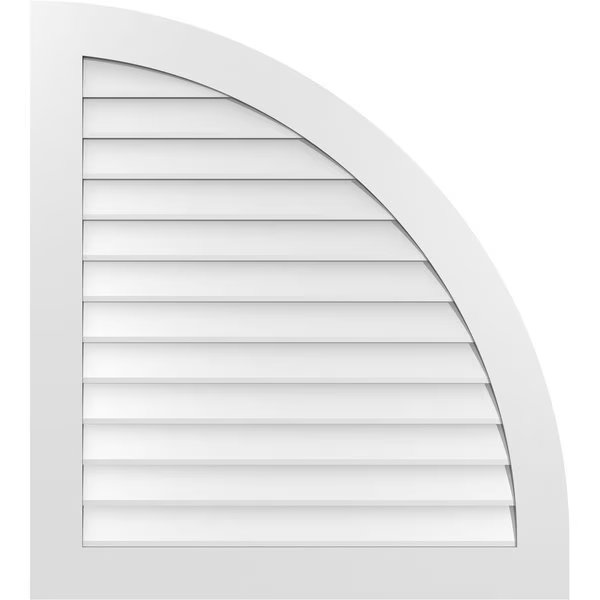 Quarter Round Top Right Surface Mount PVC Gable Vent w/ 3-1/2